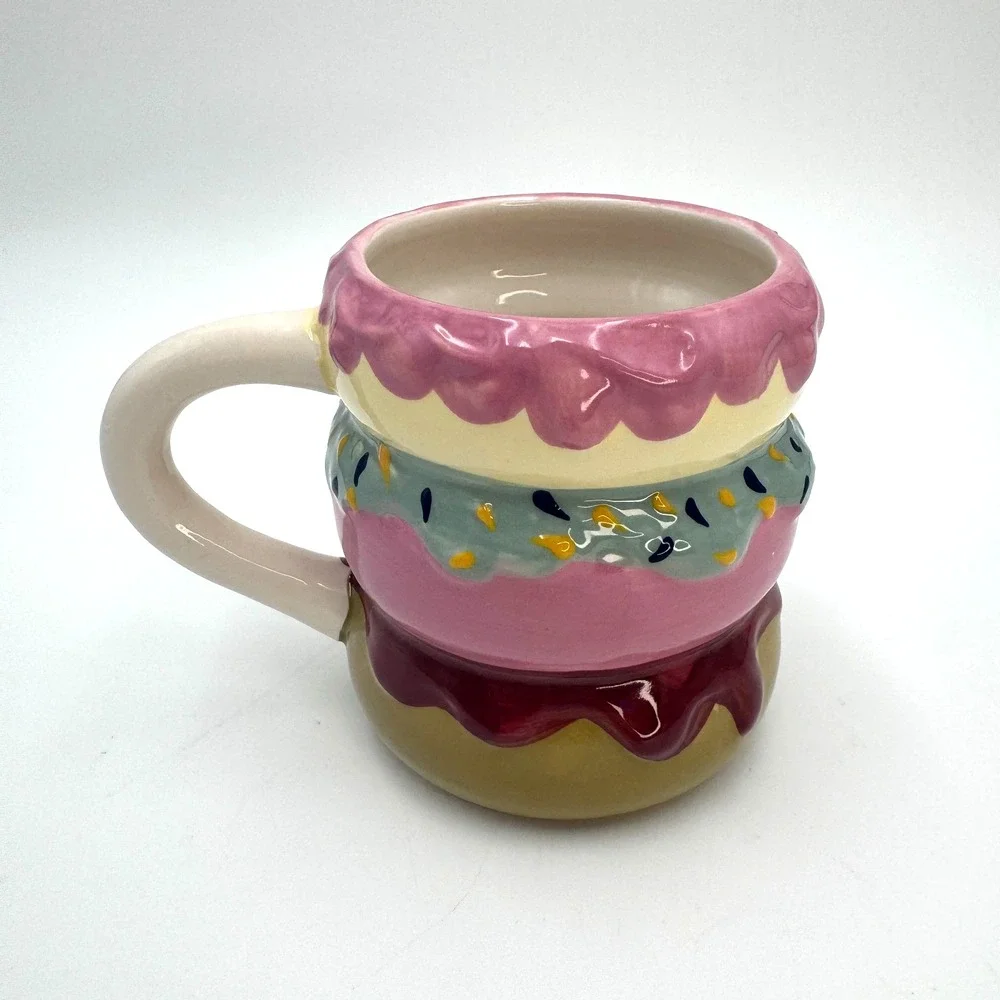 Room Essentials Earthenware Donut Mug 16oz Donut Stack Microwave Dishwasher Safe